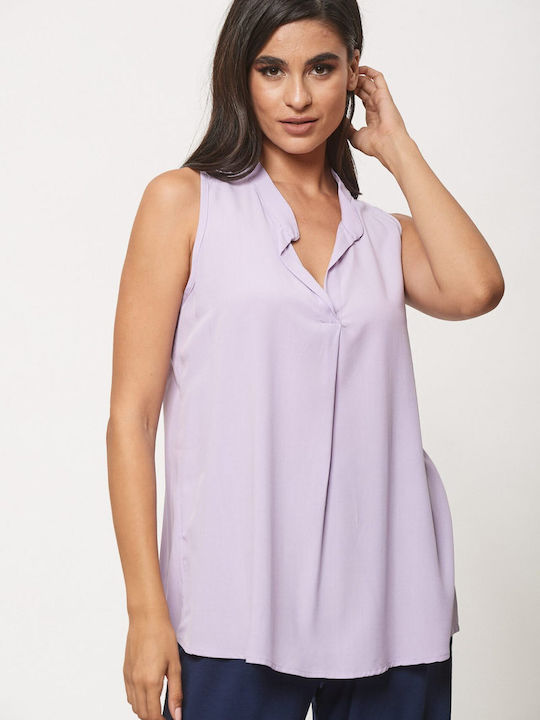 Dress Up Damen Bluse Ärmellos Lila