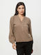 Lipsy London Women's Blouse Long Sleeve Beige