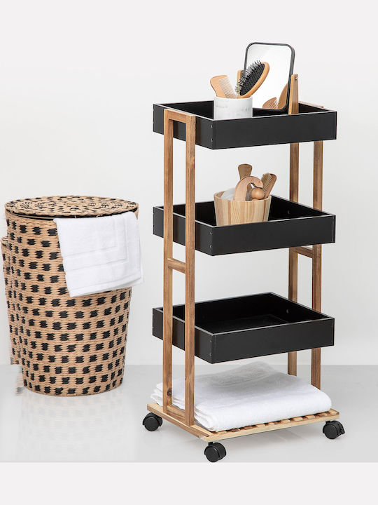 Wooden Kitchen Trolley 4 Tiers Black 40x30x88cm
