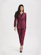 Ecstasy Women's Bordeaux Set with Trousers with Elastic