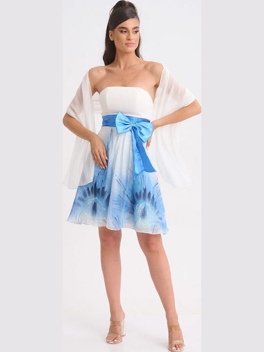 Summer Mini Dress for Wedding - Christening Strapless White