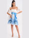 Summer Mini Dress for Wedding - Christening Strapless White