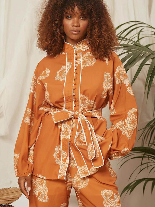 Co-ord Set with Orange Paisley Design