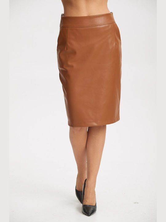 Kannelis Leather Skirt Taba