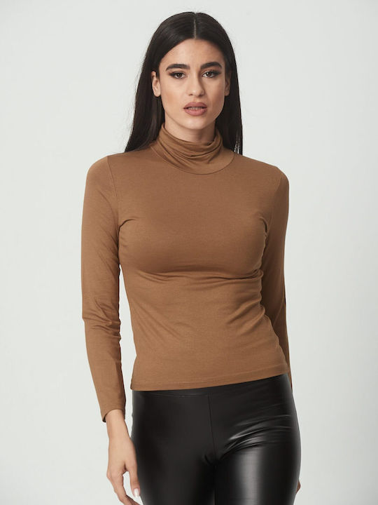 Women's Blouse Turtleneck Beige
