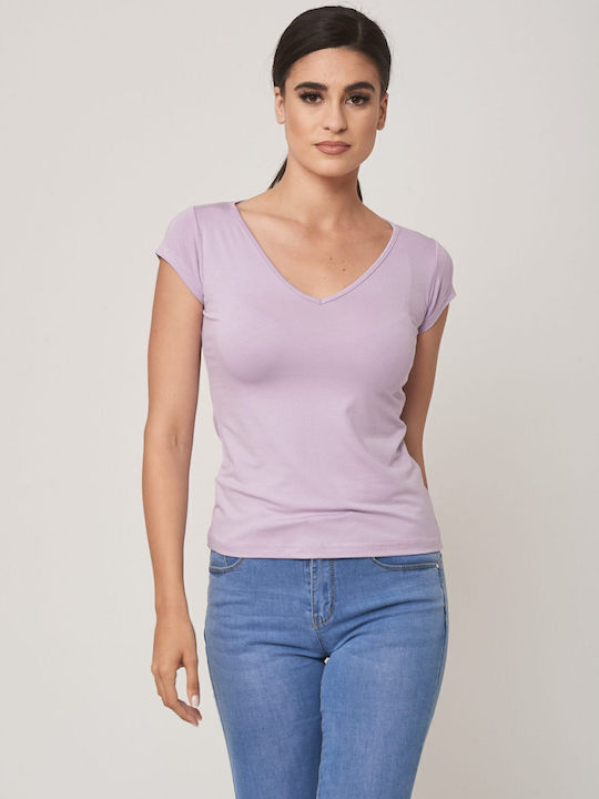 Women's Blouse with V Neckline Lilac