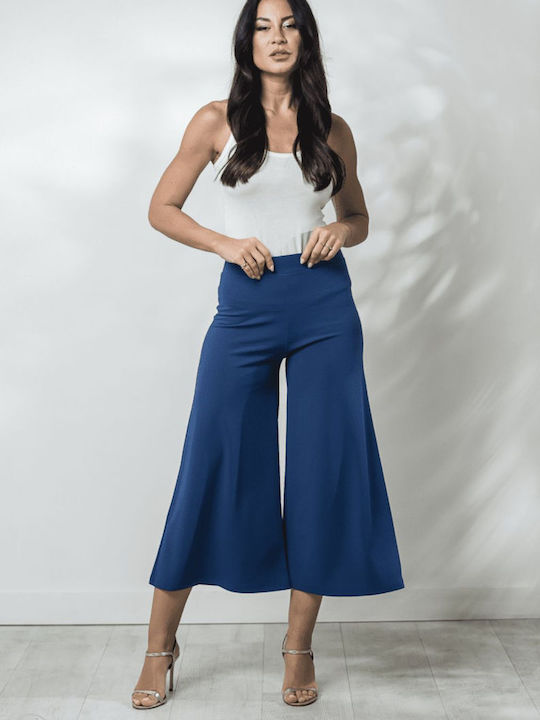 Boutique Women's Fabric Trousers with Elastic Indigo
