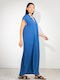 Kaftan Dress with Blue Roua Openings One Size