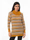 TZENI Damen Stricken Longshirt Yellow