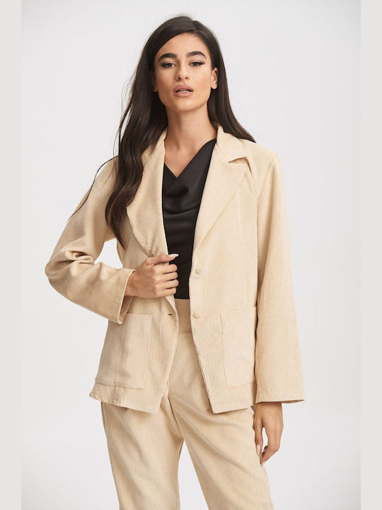 Ecstasy Women's Corduroy Blazer Beige