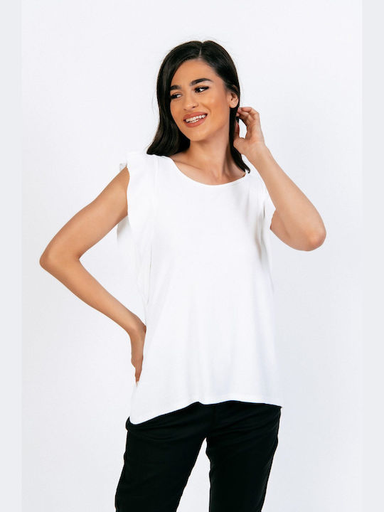 Ecstasy Women's Blouse Sleeveless White