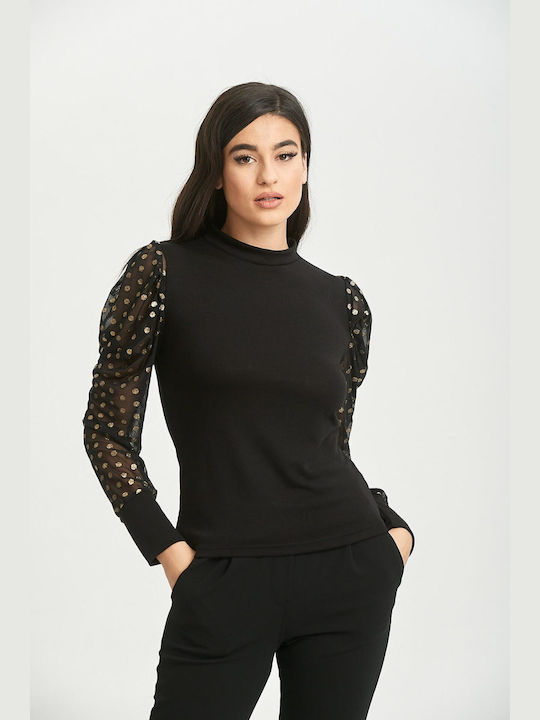 Just Top Women's Blouse Polka Dot Black