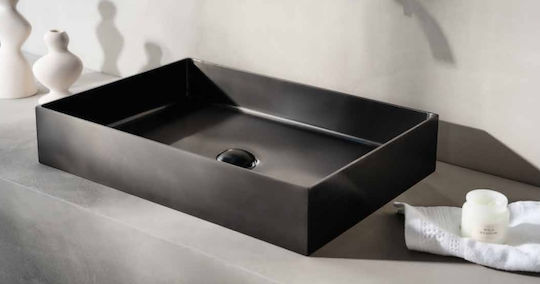 Tema Επικαθήμενος Νιπτήρας Inox 55x38x10cm Black Brushed