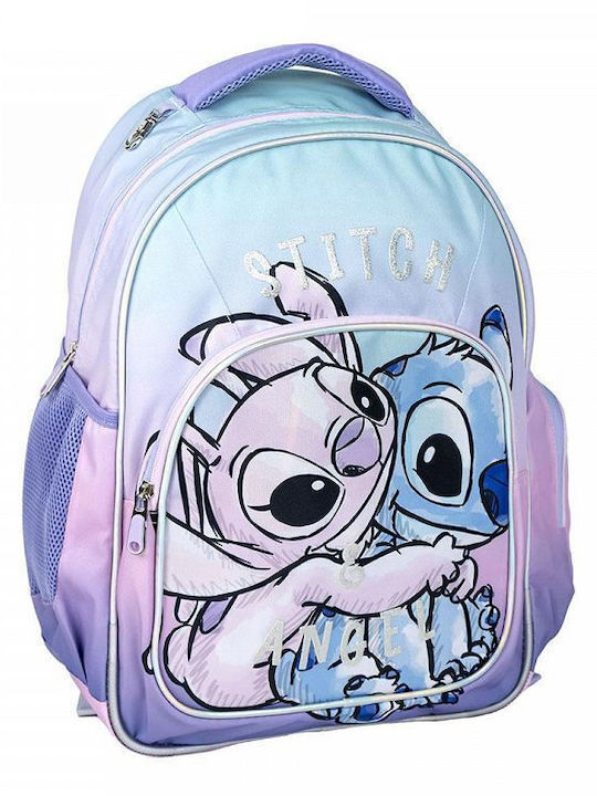 Cerda Disney Stitch School Bag Backpack Elementary, Elementary Lilac with Water Bottle Holder