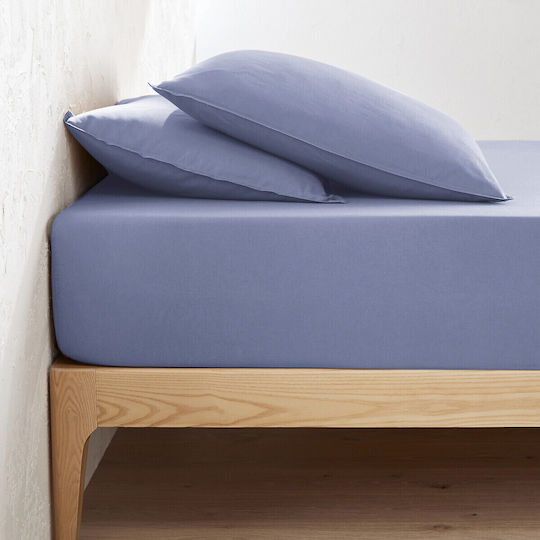 La Redoute Interieurs Σεντόνι Διπλό με Λάστιχο 140x200+30εκ. Προπλυμένο βαμβάκι