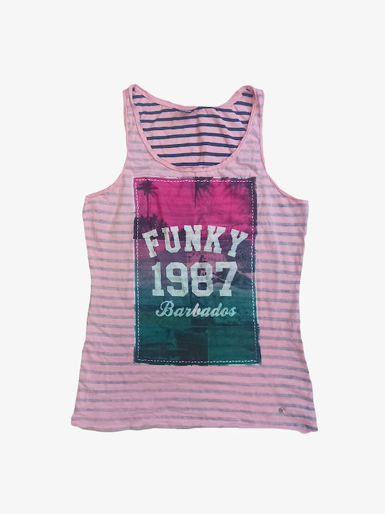 Funky Buddha Damen Bluse Baumwolle Ärmellos Pink