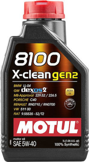 Motul 8100 X-clean Συνθετικό Λάδι Αυτοκινήτου 5W-40 1lt