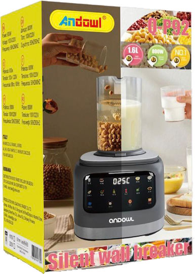 Andowl Μπλέντερ με Πλαστική Κανάτα 1.6 lt 800W Γκρι Q-P92