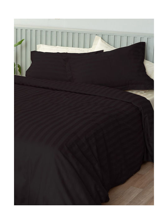 Palamaiki Satin Σετ Μαξιλαροθήκες Oxford Black 50x75εκ.