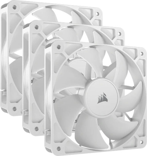 Corsair RS120 Case Fan 2100rpm 72.8cfm Without LED Lighting and 4-Pin PWM Connection 3pcs White