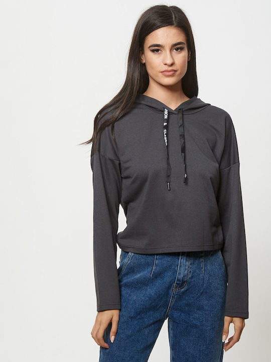 Boutique Women's Blouse with Hood grey