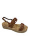 Verde Damen Flache Sandalen Camel