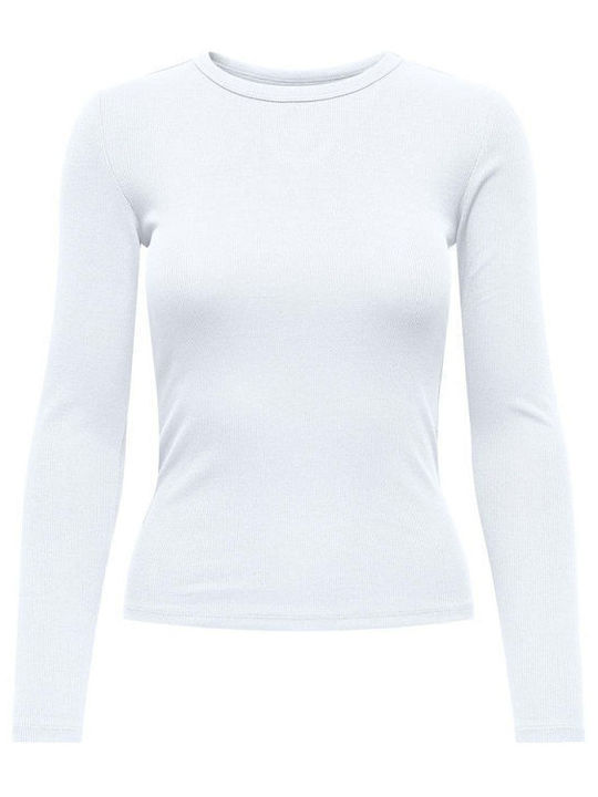 Only Damen Sportliches Bluse Langärmelig White