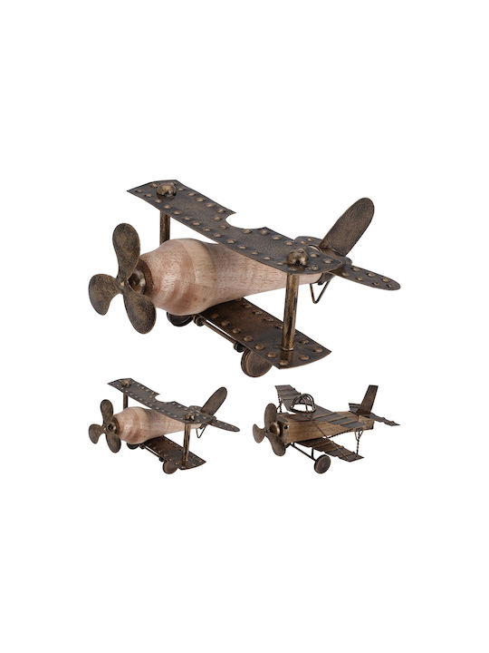 Antic Avion Decorativ Lemn 27x23x13cm 1buc