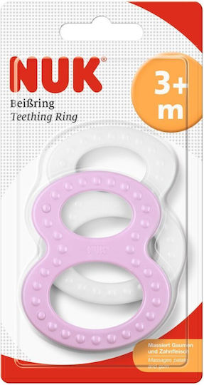 Nuk Teething Ring made of Plastic for 0 m+ White-Pink 2pcs