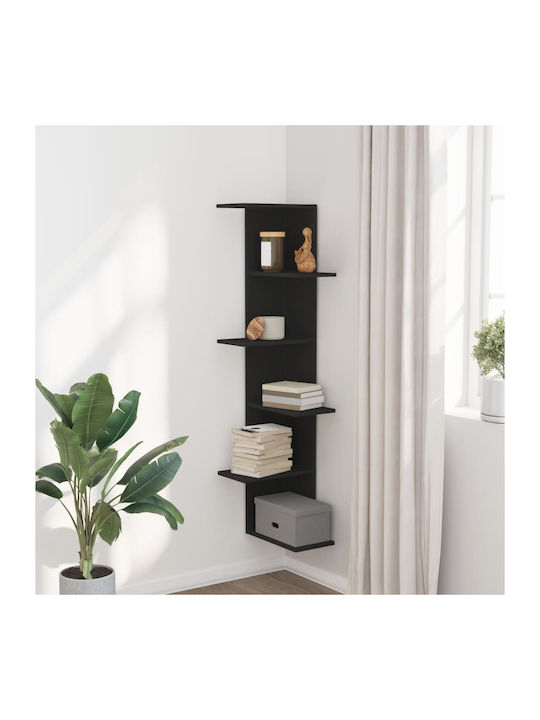 Eckregal Wand Black Velvet-Black Metal 50x50x179cm