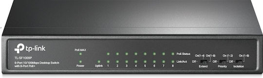 TP-LINK TL-SF1009P V4 v5 Неуправляем L2 PoE+ Switch с 9 Портове Ethernet