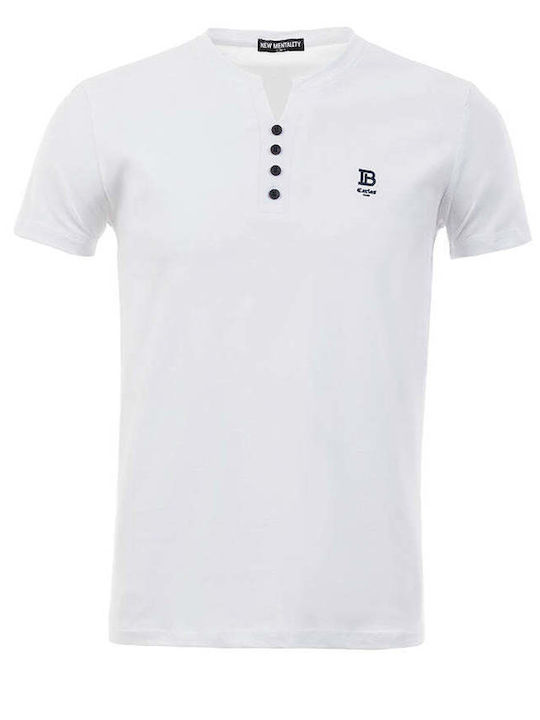 New Mentality Men's Short Sleeve T-shirt with V-Neck Monochrome