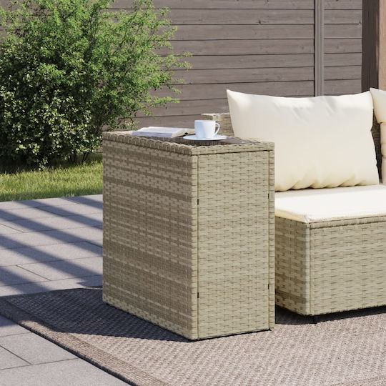 Masa auxiliară pentru spații exterioare mici Rattan cu suprafață din sticlă Gri 58x27.5x55buc