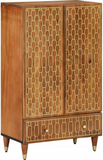 Floor-standing Living Room Display Cabinet made of Wood with Glass Solid Mango Wood 60x33x100cm