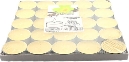 Tealights with Vanilla Scent in Beige Colour up to 4 Hours Duration 25 Pieces