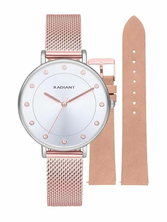 Radiant Γυναικείο Ρολόι 36mm Μπαταρίας με Ροζ Χρυσό Μεταλλικό Μπρασελέ
