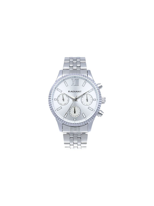 Radiant Ανδρικό Ρολόι 44.5mm Μπαταρίας με Ασημί Μεταλλικό Μπρασελέ