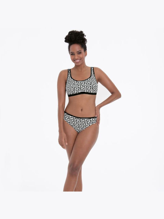 Anita Bikini Set Top & Slip Bottom with Adjustable Straps Black and white