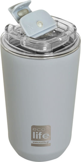 Ecolife Glass Thermos Stainless Steel BPA Free 360ml Pure Grey