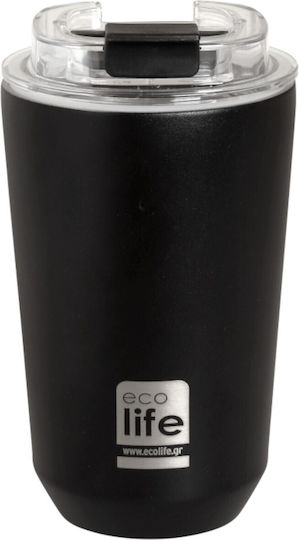 Ecolife Glass Thermos Stainless Steel BPA Free 360ml Pure Black