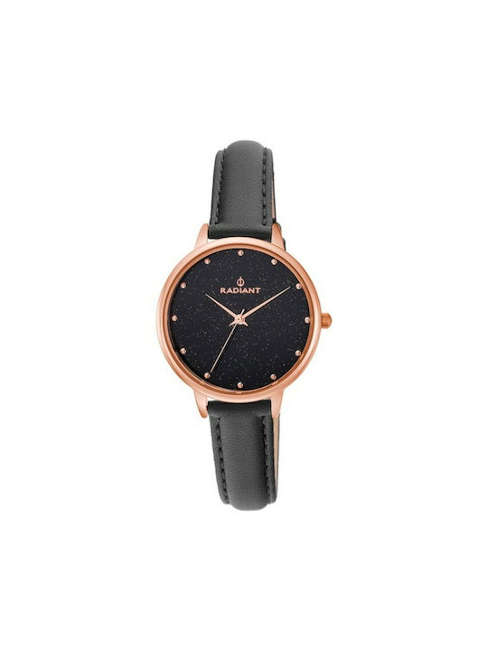 Radiant Watch with Black Leather Strap