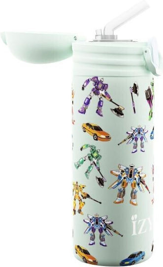 Yoko Design Kids Water Bottle Thermos Transformers Stainless Steel with Straw Non Spill 350ml
