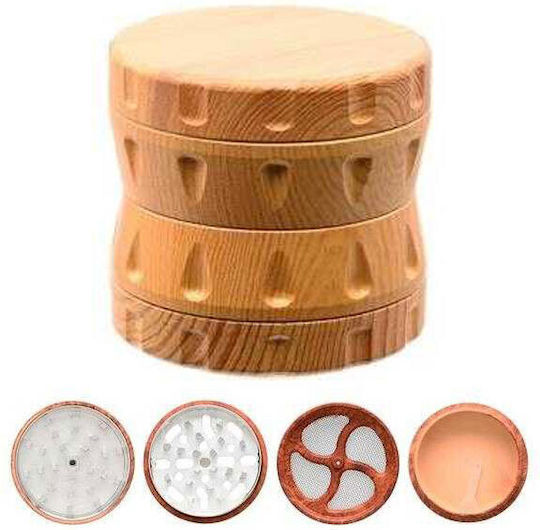 Râșniță Atomic din lemn 63mm maro deschis 4 părți