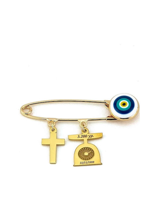 Goldsmith Child Safety Pin made of Silver with Cross