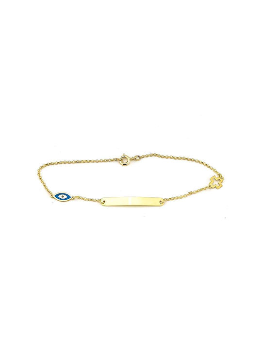 Goldsmith Kids Bracelet ID from Gold 9K with Σταυρό