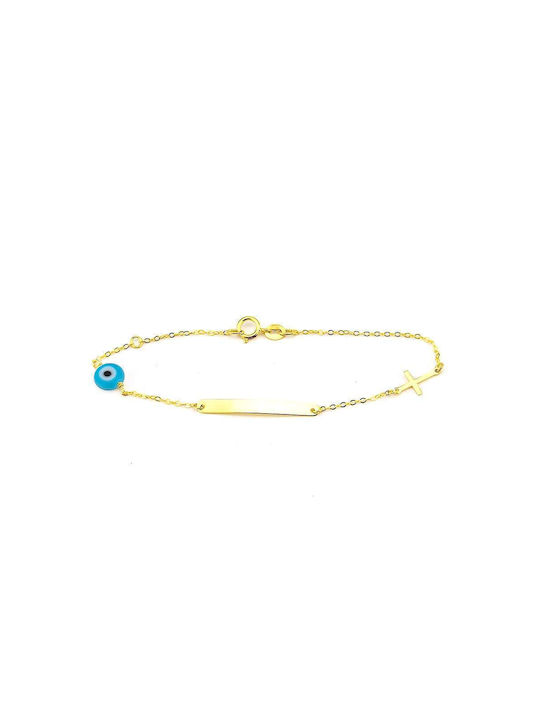 Goldsmith Kids Bracelet ID from Gold 9K with Σταυρό