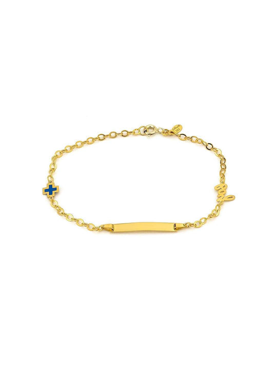 Goldsmith Kids Bracelet ID from Gold 14K with Σταυρό