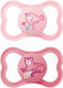 Mam Orthodontic Pacifiers Silicone Air Bird/Tiger Purple/Pink for 16+ months 2pcs