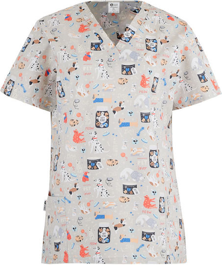 B-Well Unisex Multicolour Medical Blouse Bambina Cat Dogs