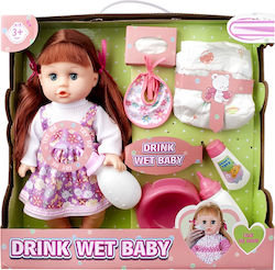 Gounaridis-di Baby Doll 35 cm mit 6 Geräuschen und Zubehör, Pinkelfunktion Hx312-1, für Kinder ab 3 Jahren - Abmessungen: 38,00 x 10,00 x 34,00 cm